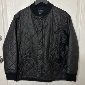 MADEWELL Black Quilted Session Waxed Cotton Bomber Jacket size LARGE
